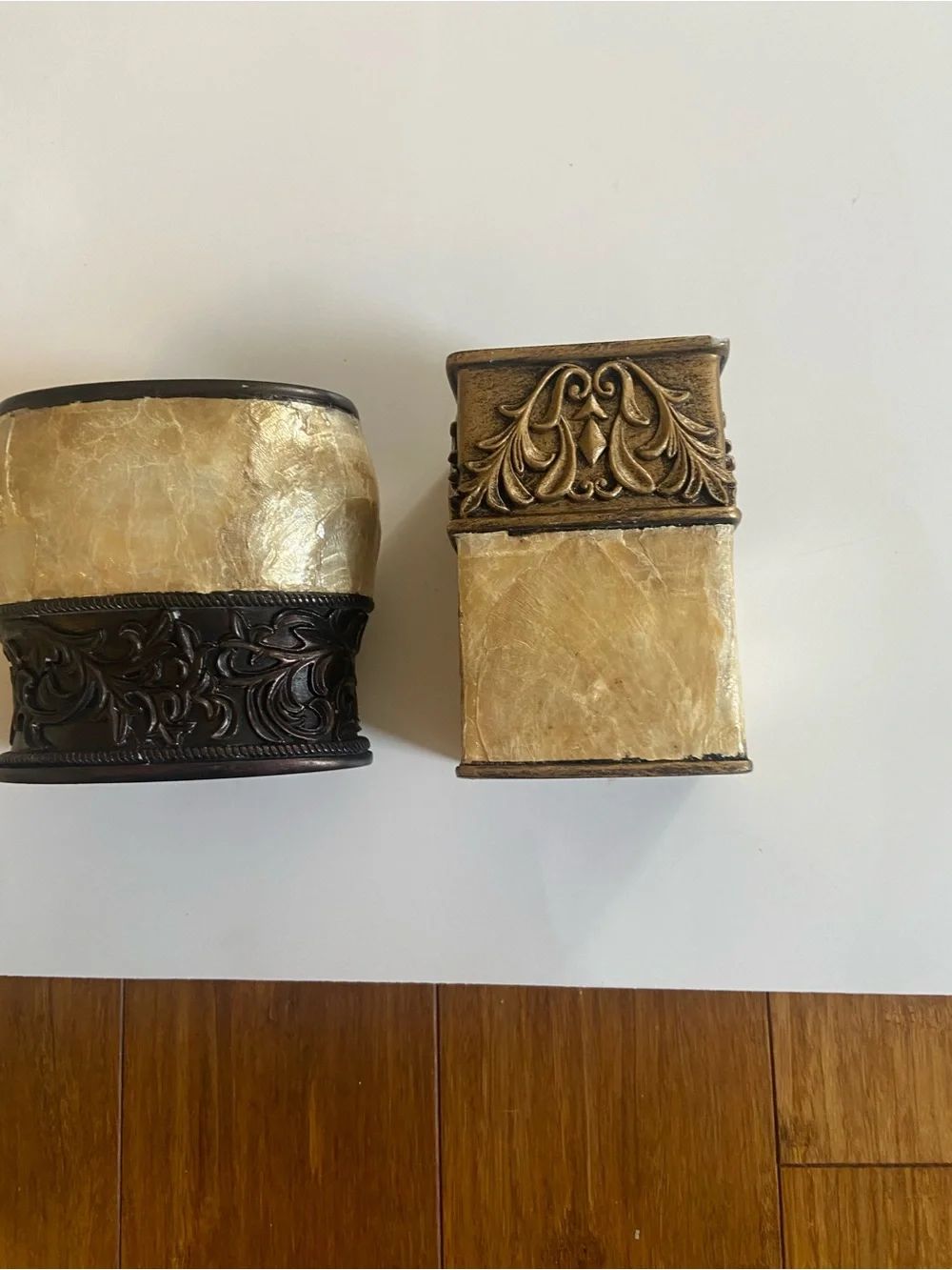 Ornate Gold-Tone Decorative Bathroom Fixtures , Set of 2
